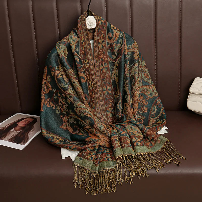 Retro Shawl Cashew Flower Geometric Scarf