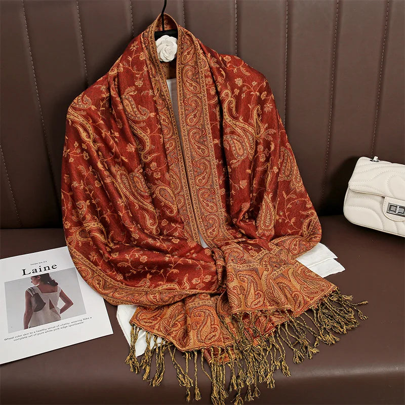 Retro Shawl Cashew Flower Geometric Scarf