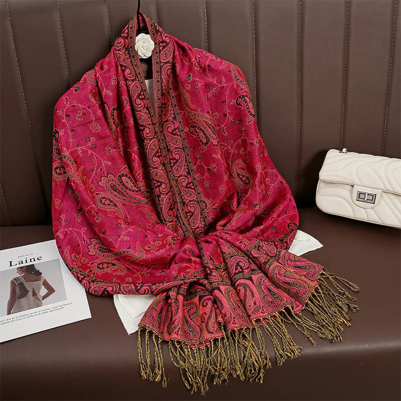 Retro Shawl Cashew Flower Geometric Scarf