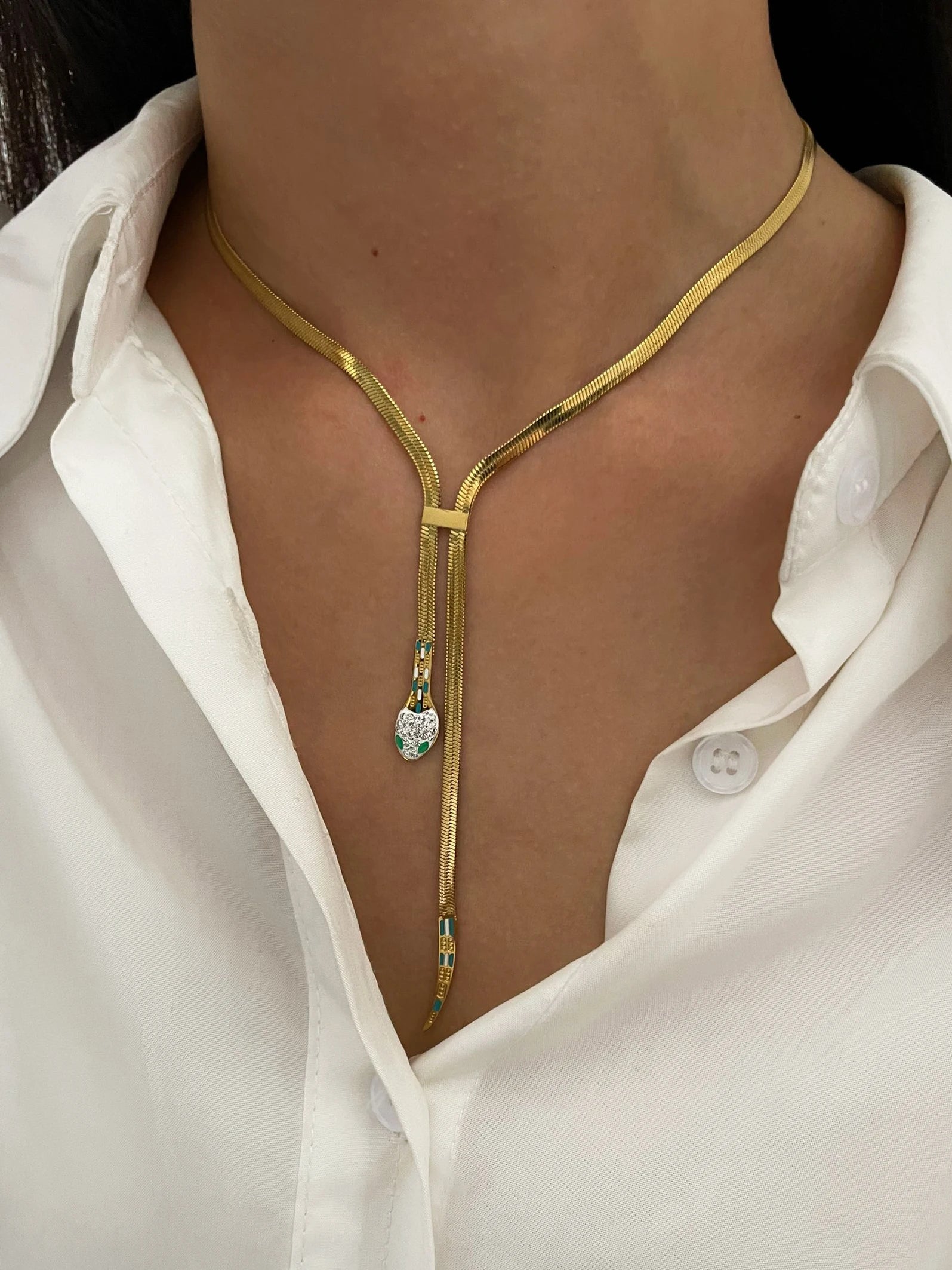 ItsYara Snake Chain Tassel Necklace