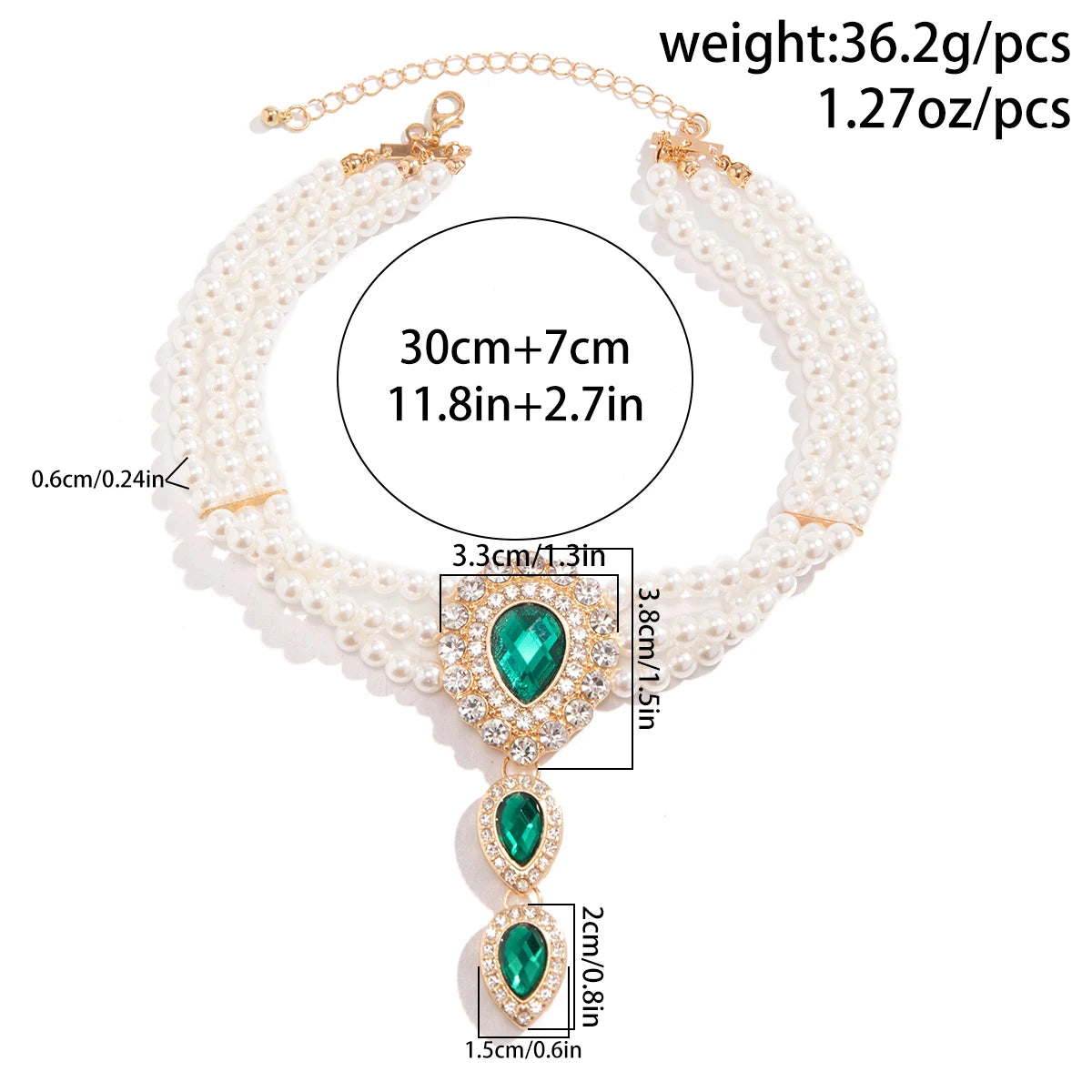 ItsYara Luxury Green Droplet Acrylic Rhinestone Set