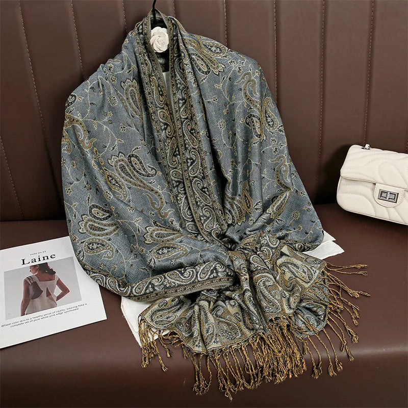 Retro Shawl Cashew Flower Geometric Scarf