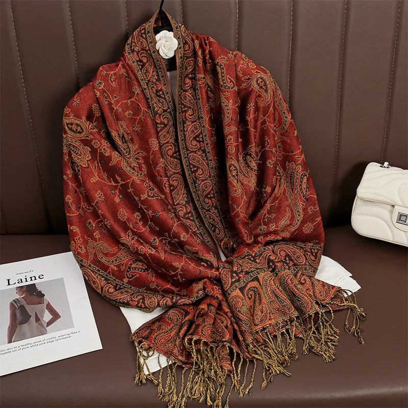Retro Shawl Cashew Flower Geometric Scarf