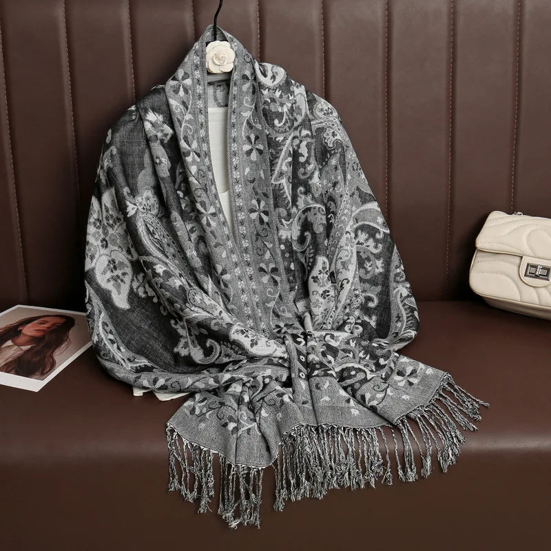Retro Shawl Cashew Flower Geometric Scarf