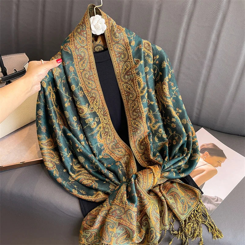 Retro Shawl Cashew Flower Geometric Scarf