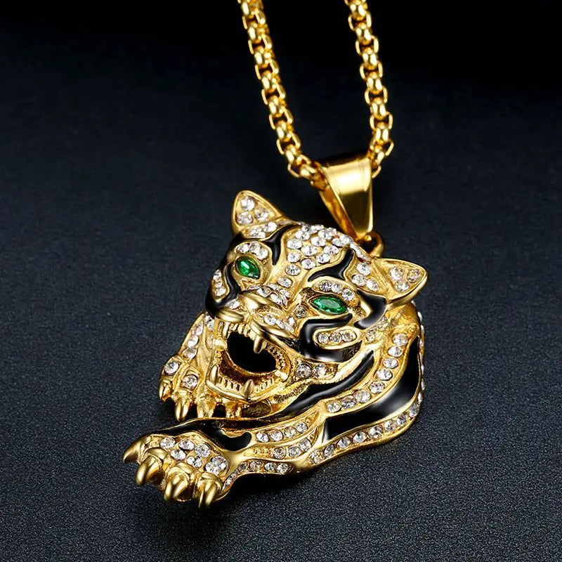 ItsYara Tiger Pattern Pendant Necklace