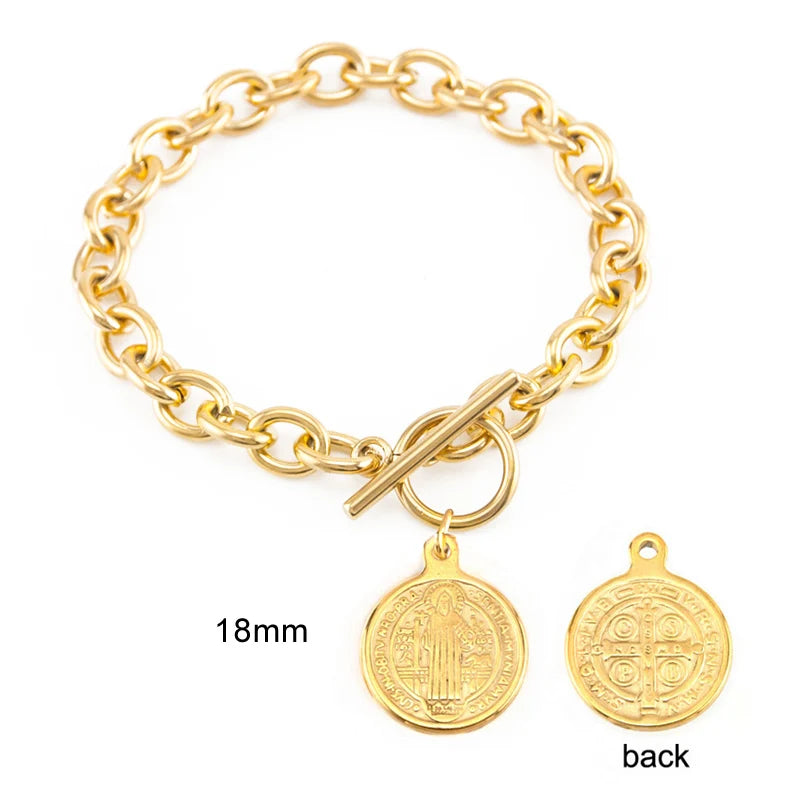 Lock And Coin Medal Charm Bracelet