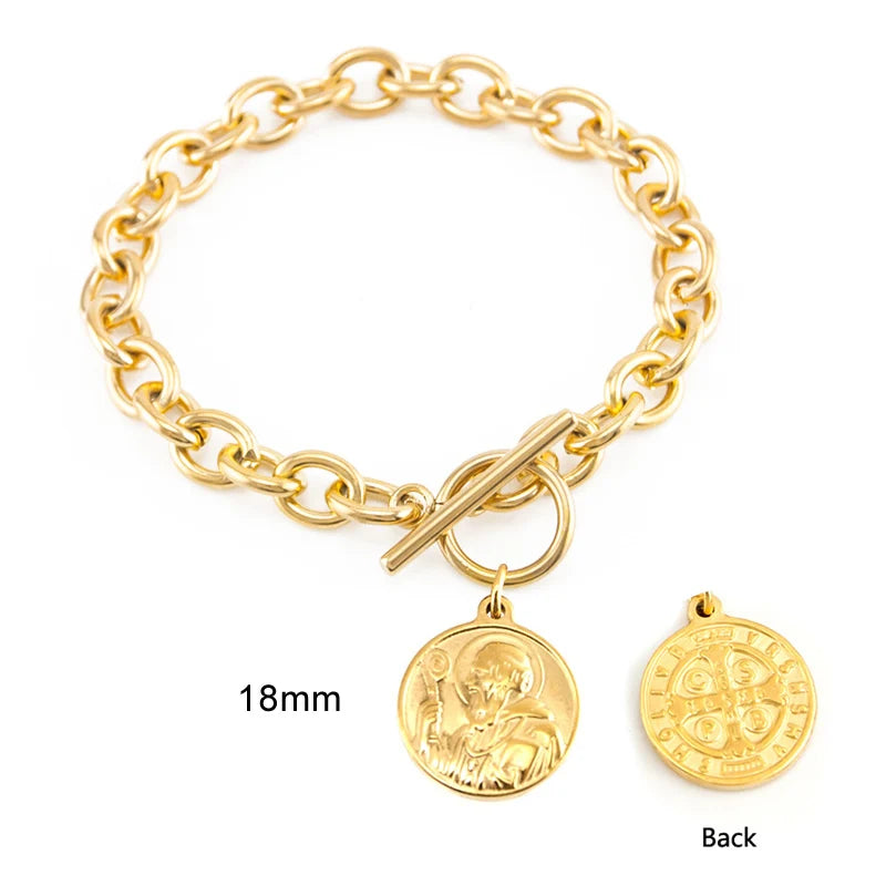 Lock And Coin Medal Charm Bracelet