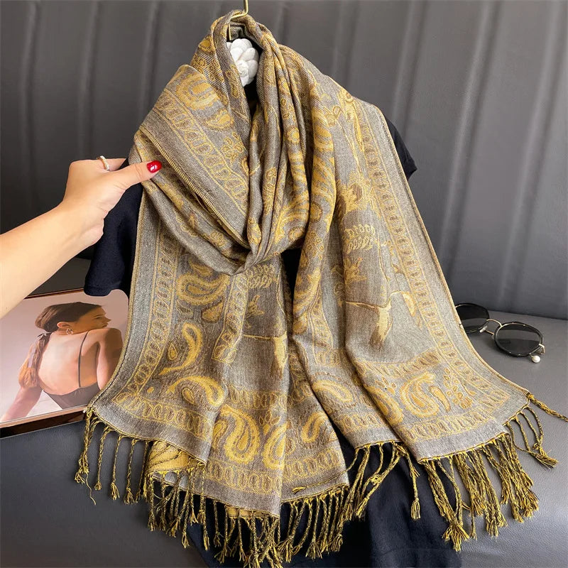 Retro Shawl Cashew Flower Geometric Scarf