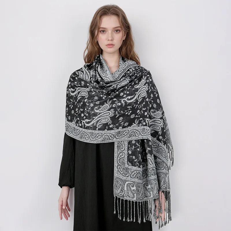 Retro Shawl Cashew Flower Geometric Scarf