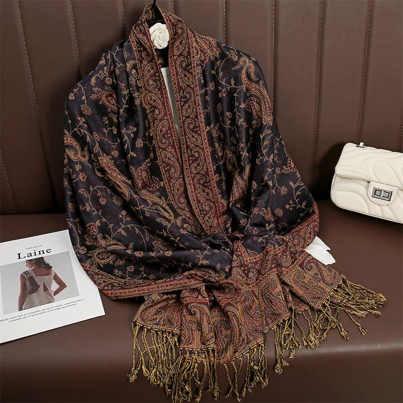 Retro Shawl Cashew Flower Geometric Scarf