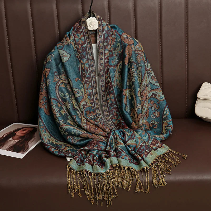 Retro Shawl Cashew Flower Geometric Scarf