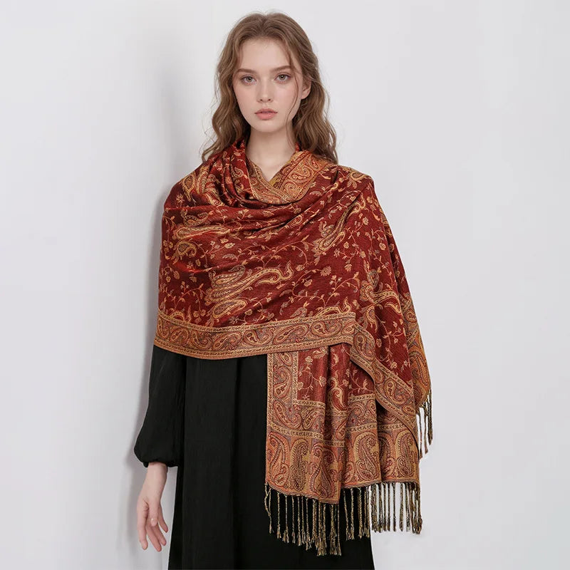 Retro Shawl Cashew Flower Geometric Scarf