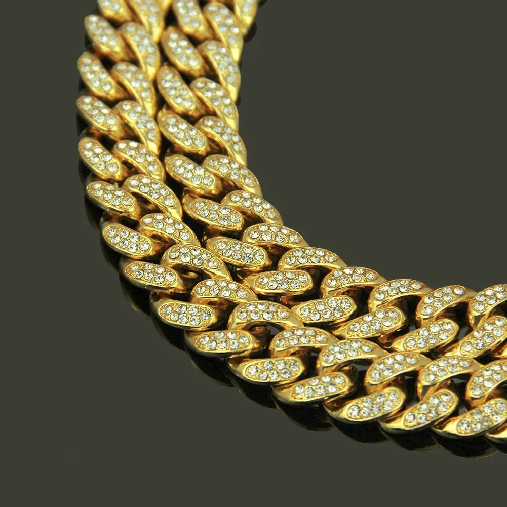 ItsYara  Luxury All Rhinestone 13MM Cuban Chain