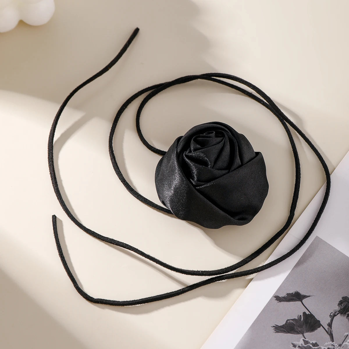 ItsYara Gothic Satin Rose Necklace