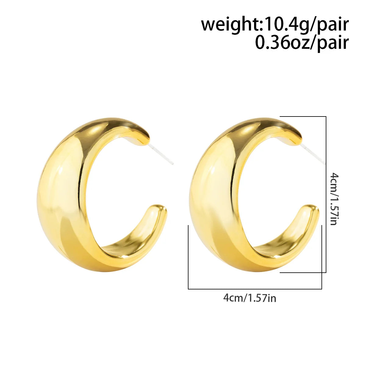 Salircon Punk Trend C-shaped Hoop Earrings Exaggerate Ultra Thick Metal Earrings Fashion Party Women's Summer Aesthetics Jewelry