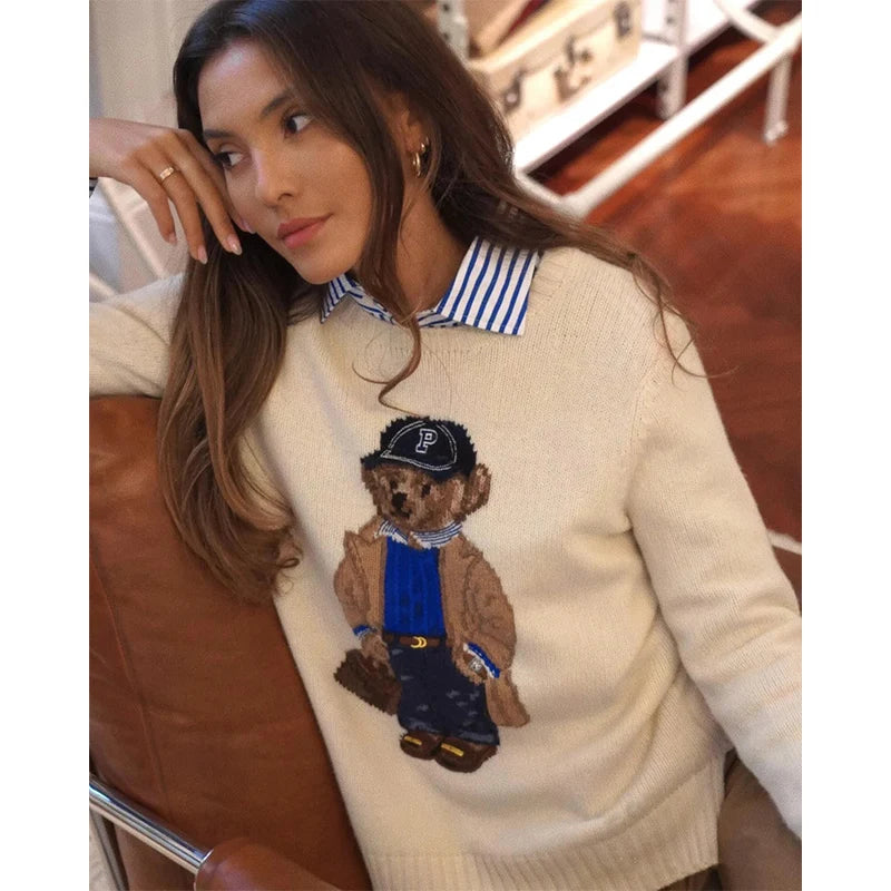 Winter Bear Crest Designer Pullover