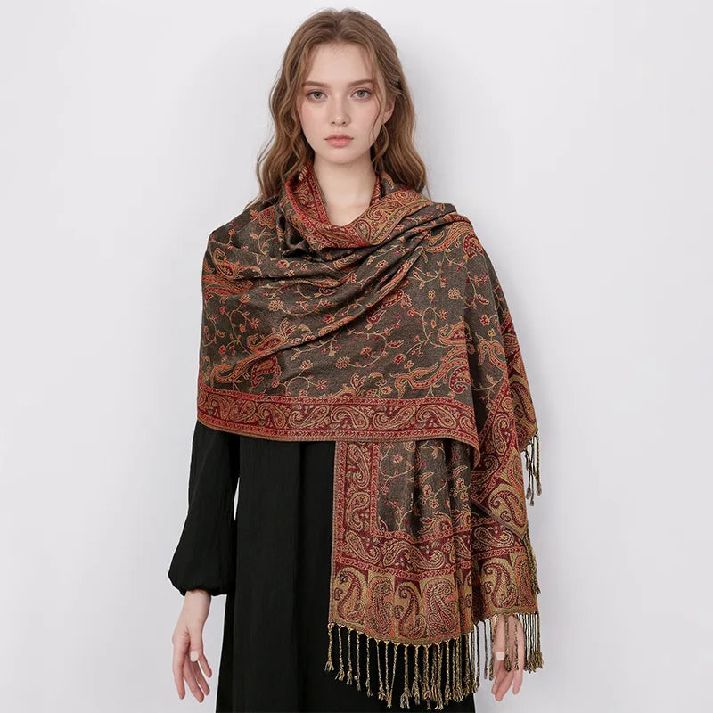 Retro Shawl Cashew Flower Geometric Scarf