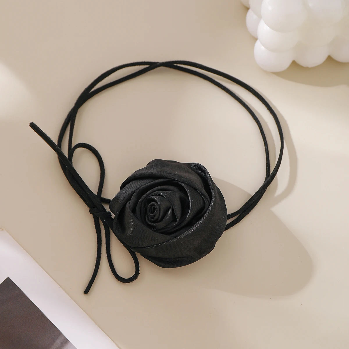 ItsYara Gothic Satin Rose Necklace