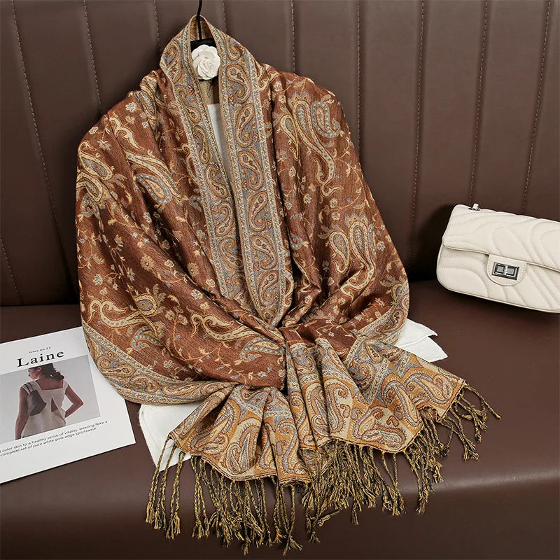 Retro Shawl Cashew Flower Geometric Scarf