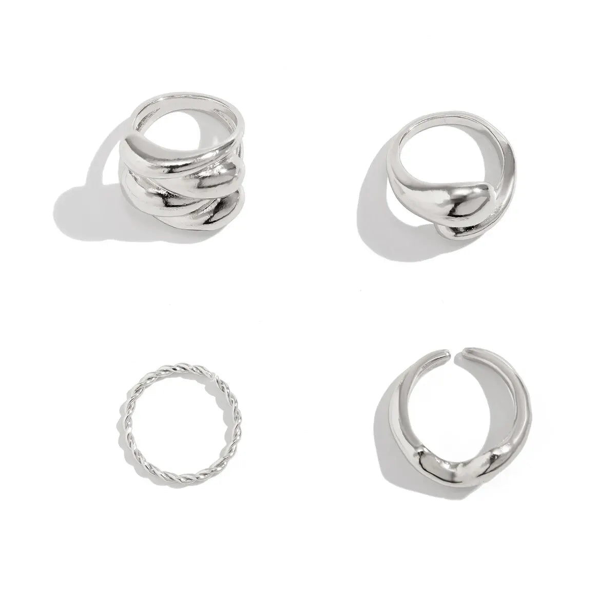 ItsYara 4Pcs/Set Punk Round Rolling Geometry Open Ring