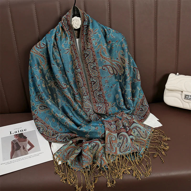 Retro Shawl Cashew Flower Geometric Scarf
