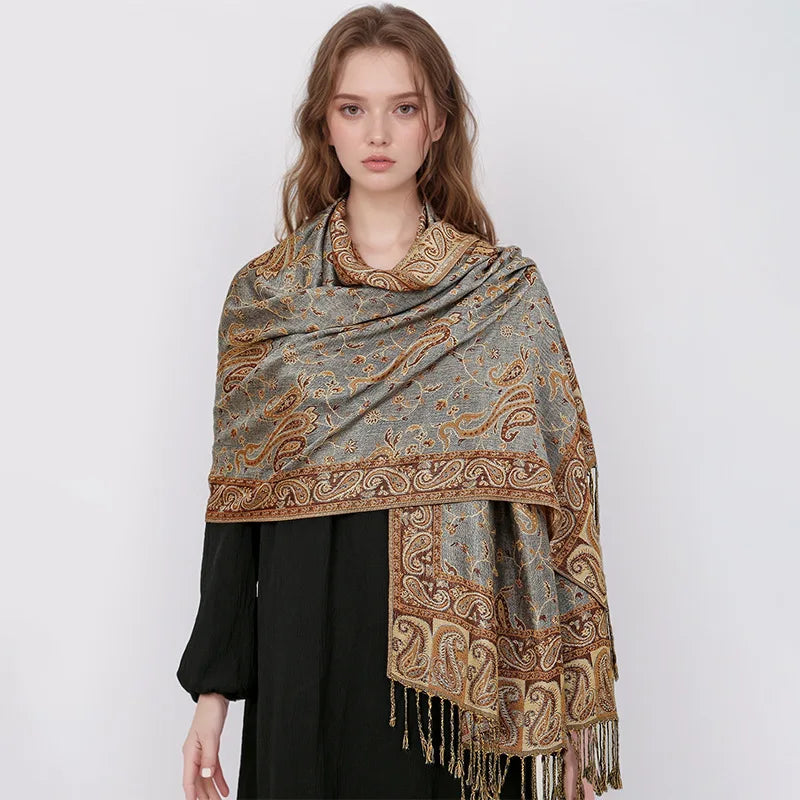 Retro Shawl Cashew Flower Geometric Scarf