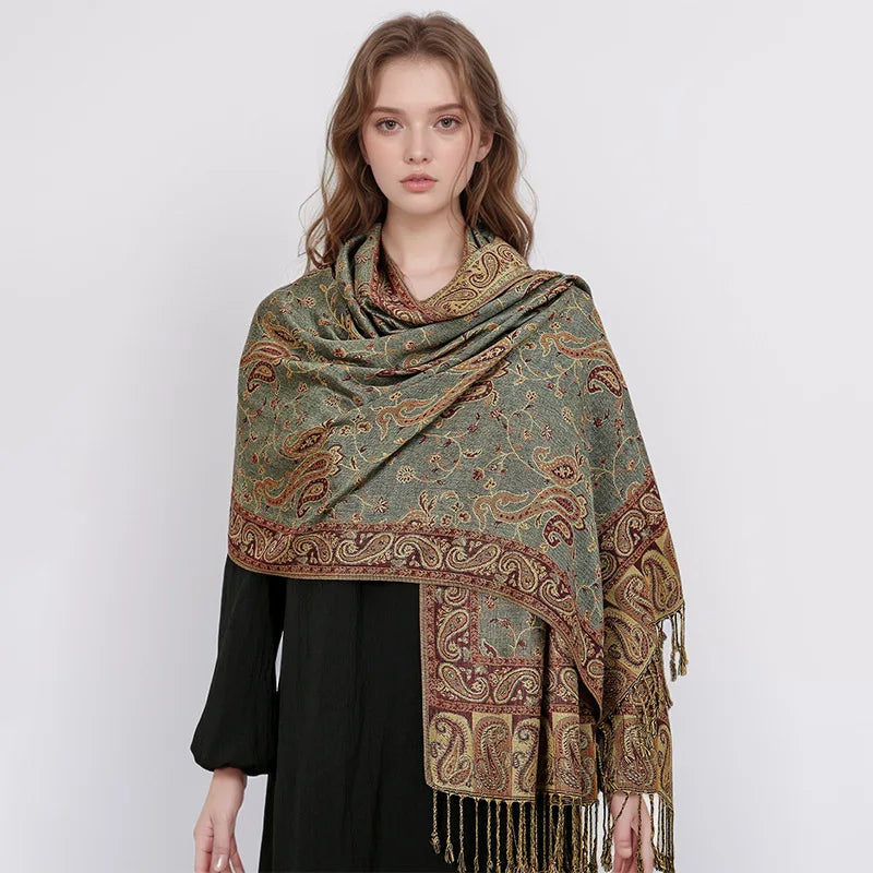 Retro Shawl Cashew Flower Geometric Scarf