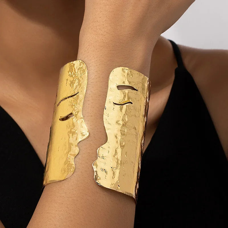 ItsYara Pharaonic Trendy Exaggerated Face Opening Bracelet