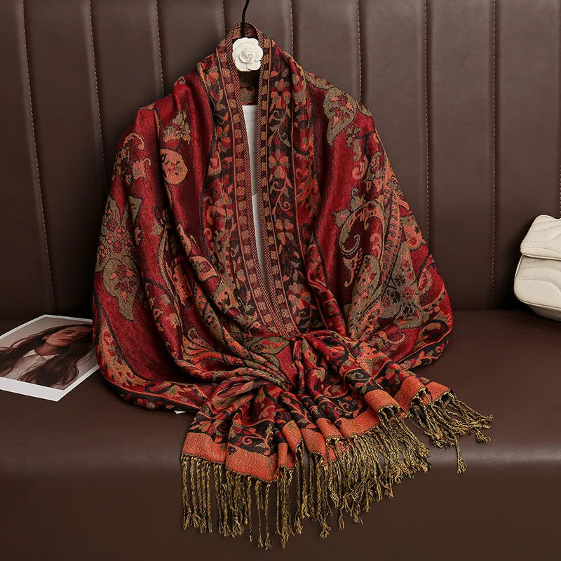 Retro Shawl Cashew Flower Geometric Scarf