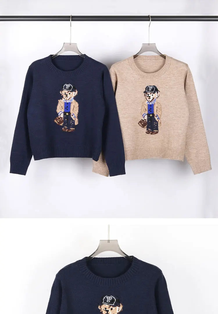 Winter Bear Crest Designer Pullover