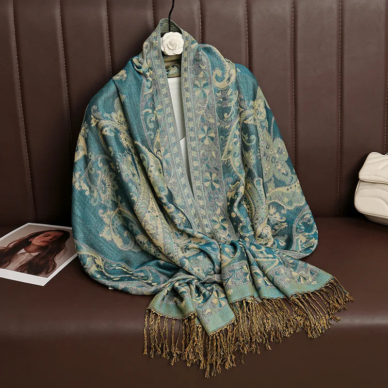 Retro Shawl Cashew Flower Geometric Scarf