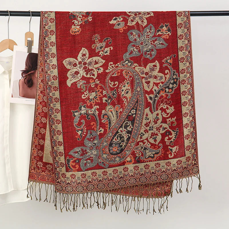 Retro Shawl Cashew Flower Geometric Scarf