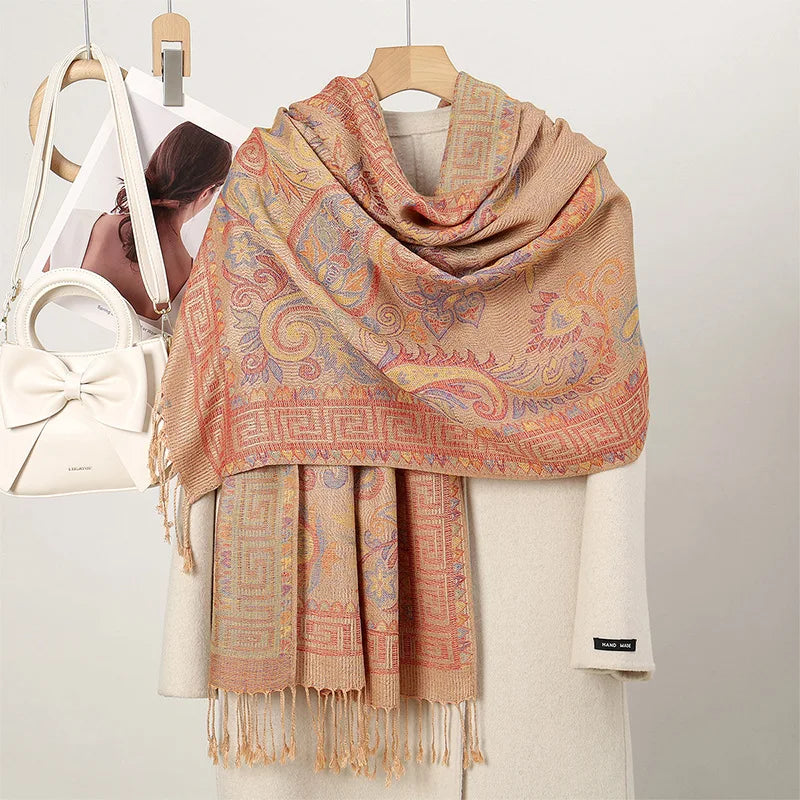 Retro Shawl Cashew Flower Geometric Scarf