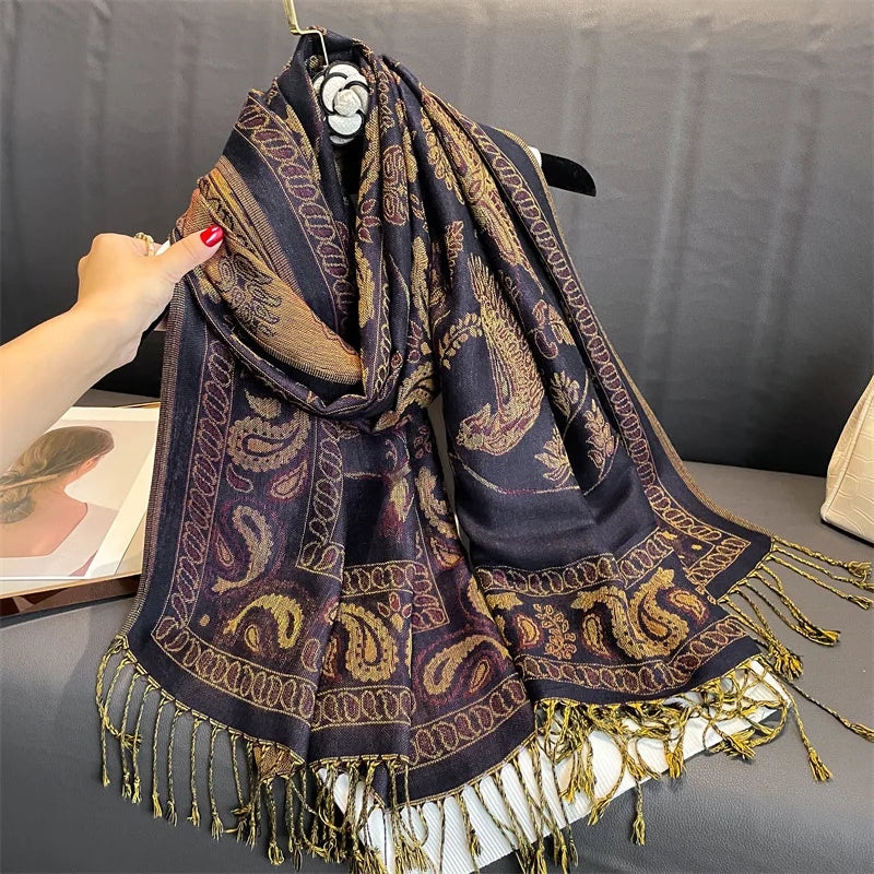 Retro Shawl Cashew Flower Geometric Scarf