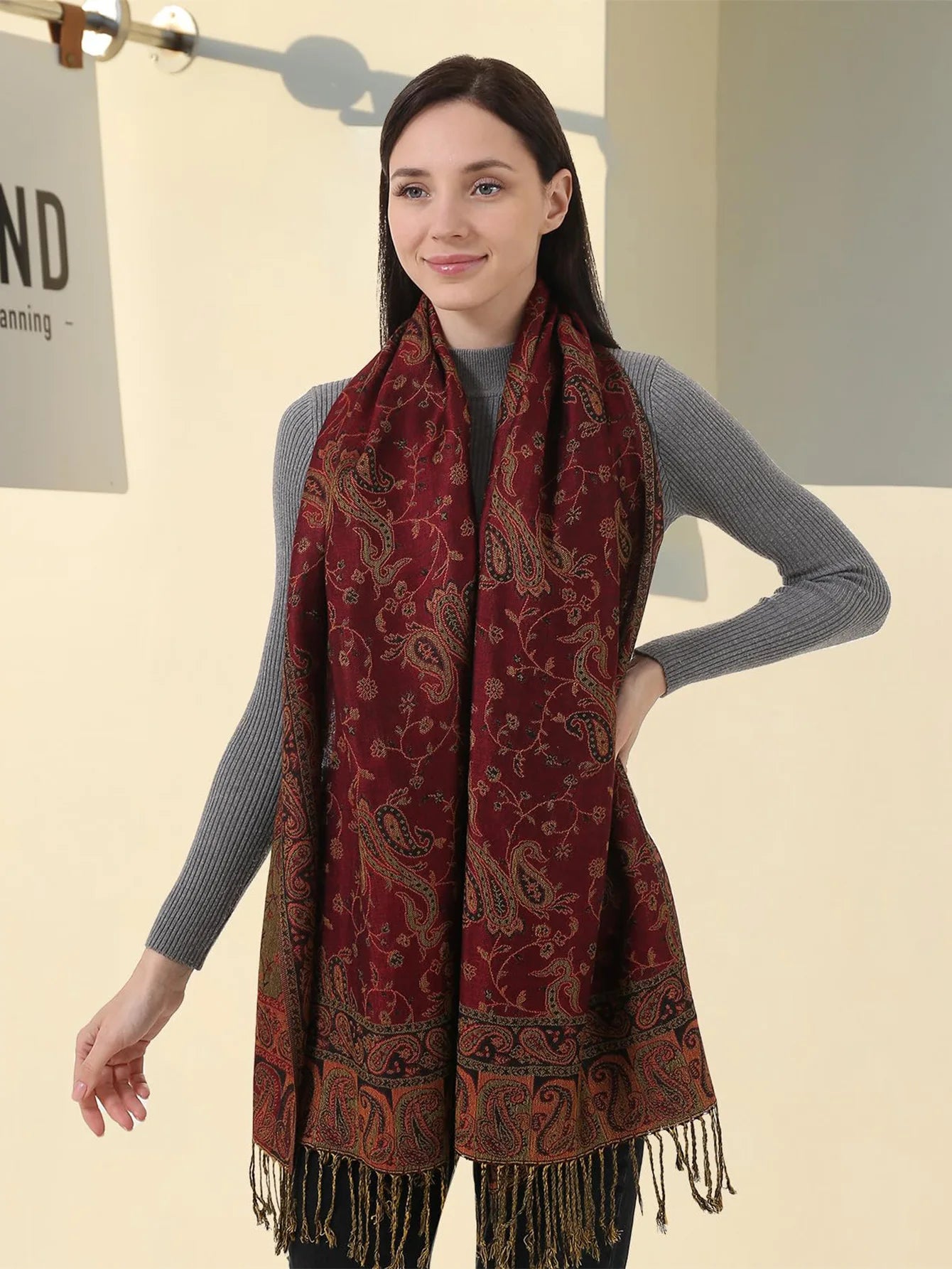 Retro Shawl Cashew Flower Geometric Scarf