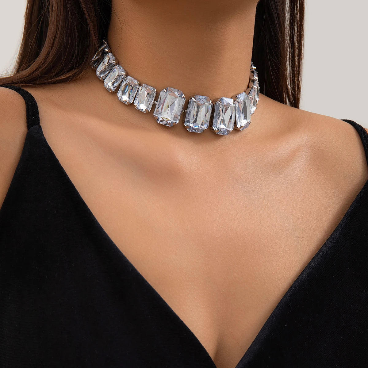 ItsYara Exquisite Block Rhinestone Necklace